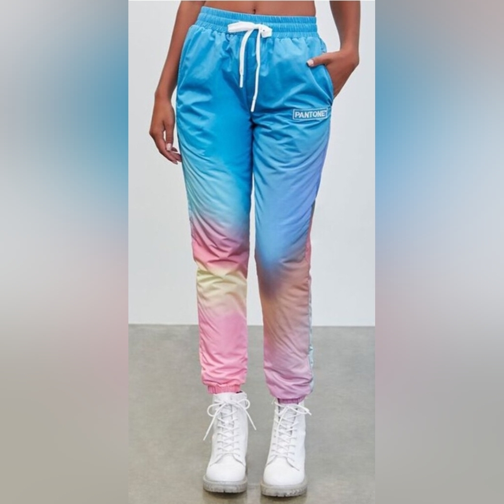 Pantone Women's Blue & Pink Ombre Joggers Drawstring Waist Snow Ski Pants S M
